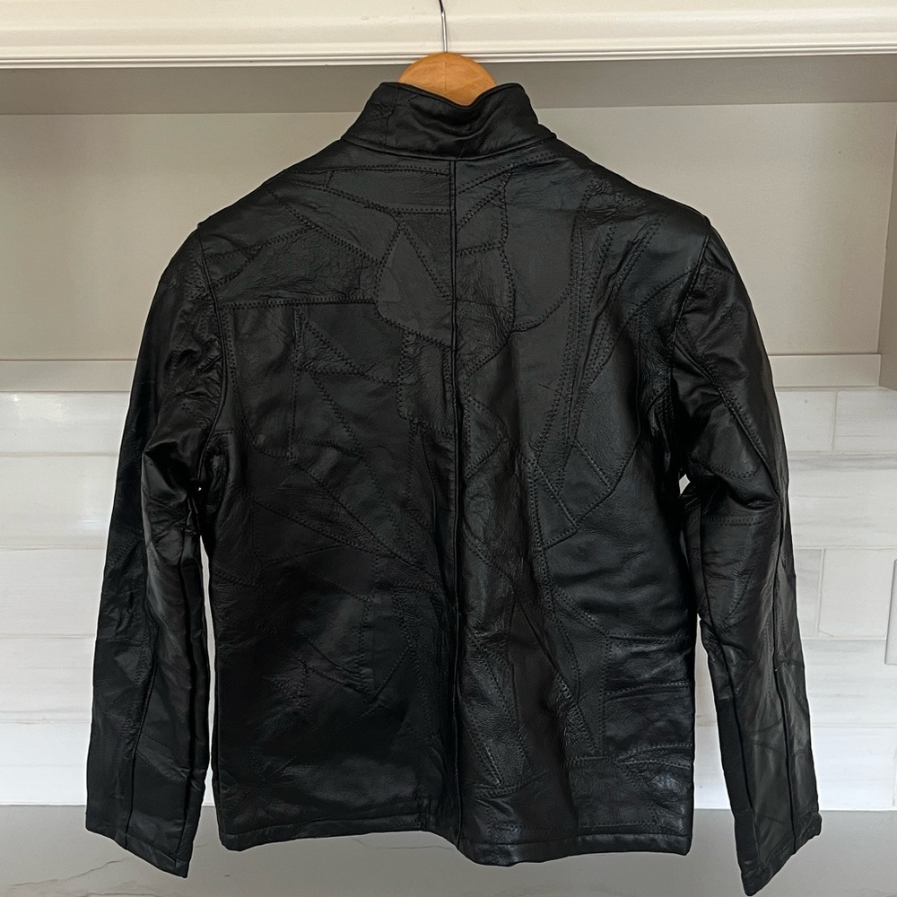 Vintage Cellini Oversized Patchwork Leather Jacket 90s NEW size Small - Picture 10 of 11